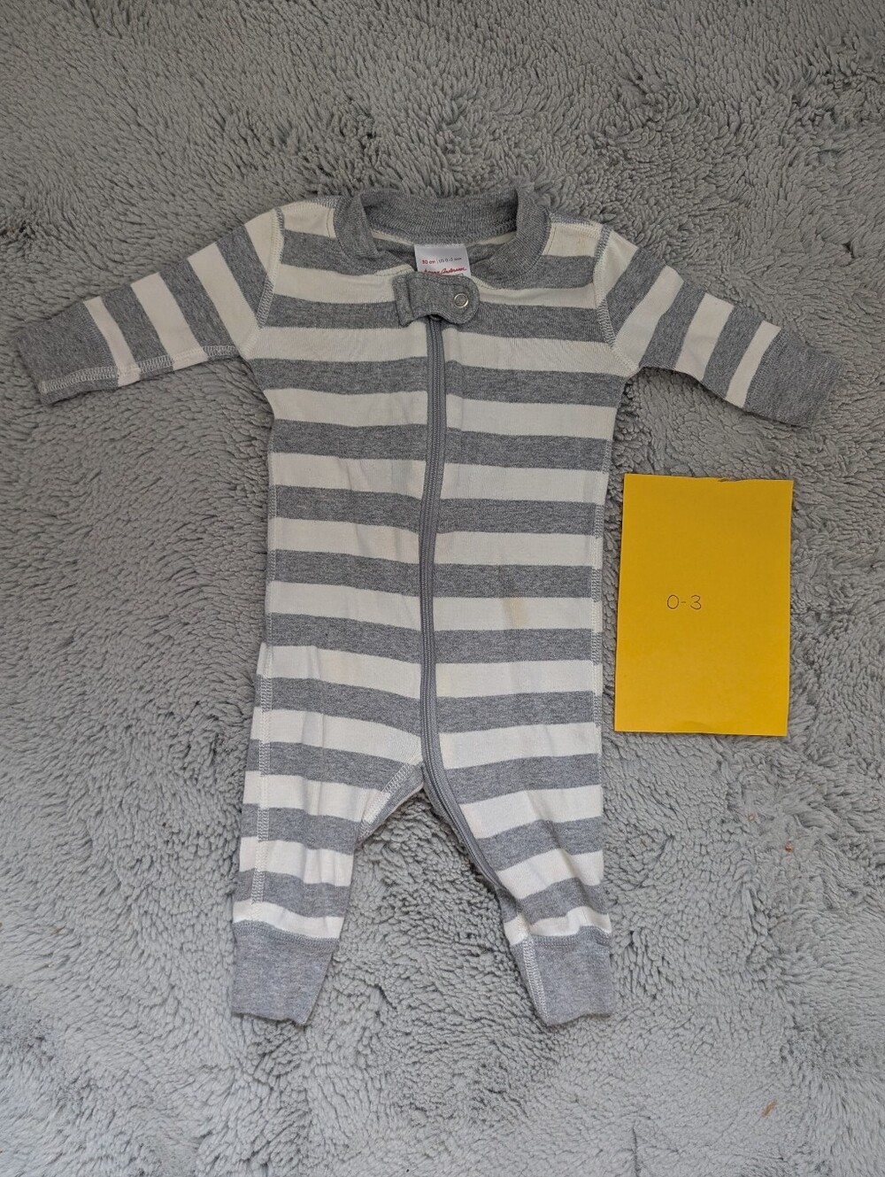 Hanna Andersson Organic Cotton Gray Striped Zip Sleeper Pajamas | 0-3M